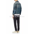 Dark stone bike jeans wholesale china with patchy classic denim jacket